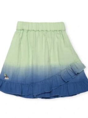 The Sunday Collective Kids' Sunday Ombré Cotton Crossover Skirt In Open Green 8Y